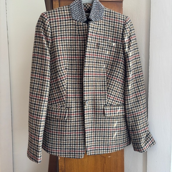 J. Crew Jackets & Blazers - J. Crew Regent Houndstooth Wool Blazer with RhinestoneCollar